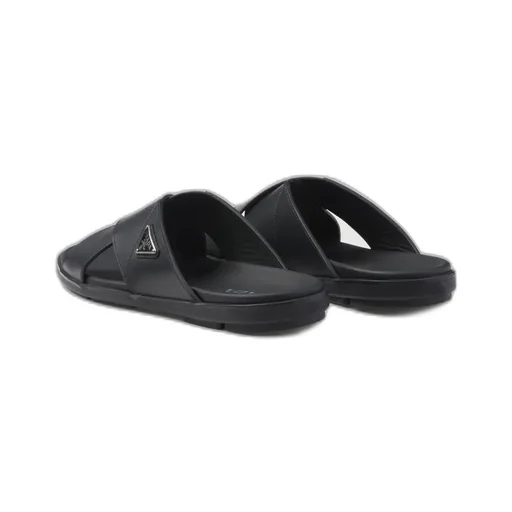Leather Crisscross Slides