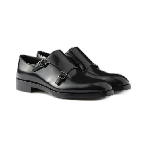 Brushed Leather Double Monk Strap Shoes