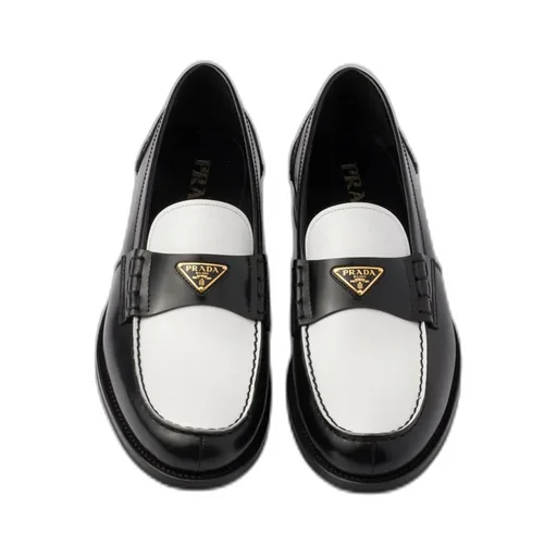 Two-Tone Brushed Leather Loafers
