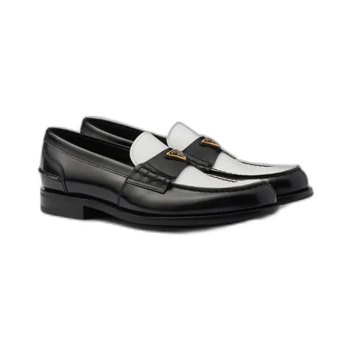Two-Tone Brushed Leather Loafers