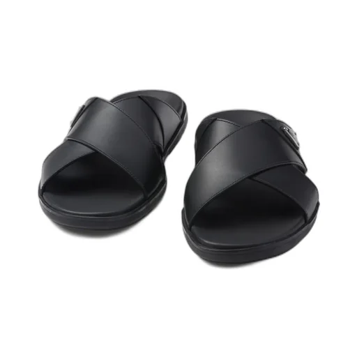 Leather Crisscross Slides