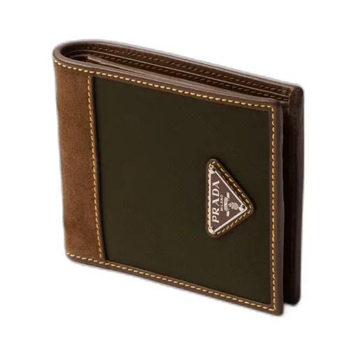 Re-Nylon And Leather Wallet With Coin Purse