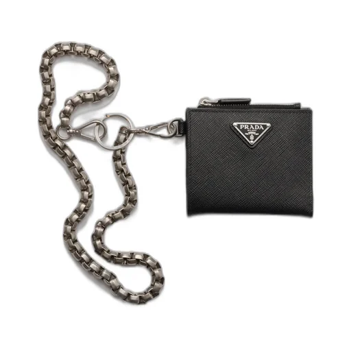 Small Saffiano Wallet With Chain