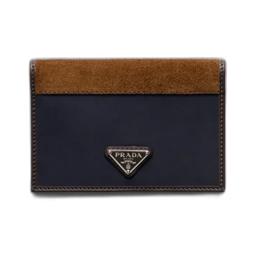 Re-Nylon And Leather Passport Holder