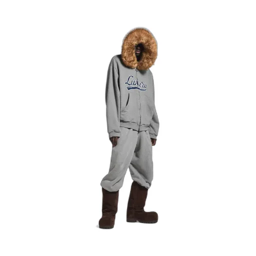 Luxury Script Oversized Zip-Up Hoodie