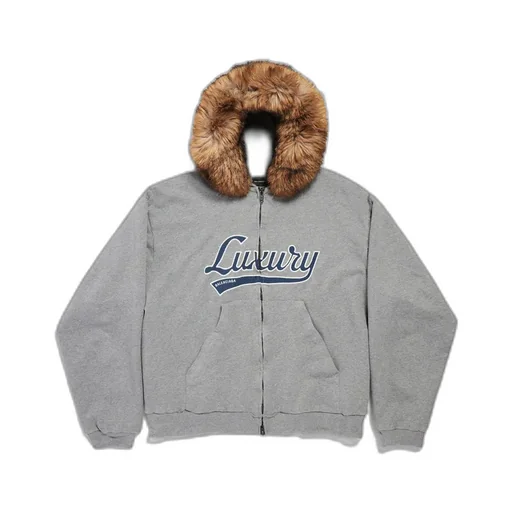 Luxury Script Oversized Zip-Up Hoodie