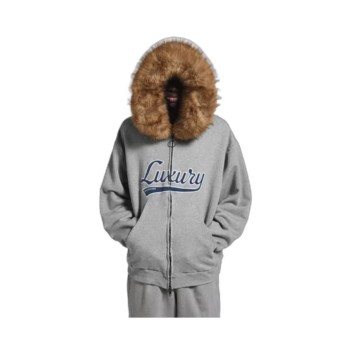 Luxury Script Oversized Zip-Up Hoodie