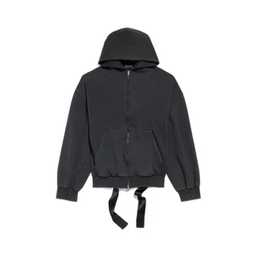 Lace-Up Zip-Up Hoodie