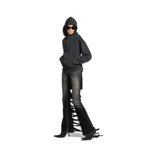 Lace-Up Zip-Up Hoodie