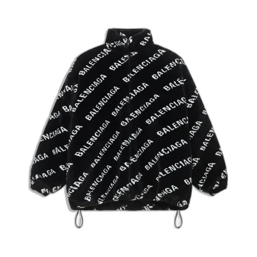 Allover Logo Fluffy Zip-Up Jacket