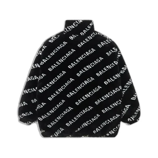 Allover Logo Fluffy Zip-Up Jacket