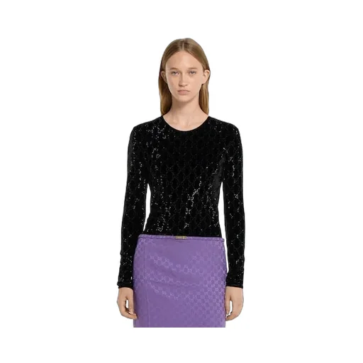 Embroidered Stretch Chenille Top
