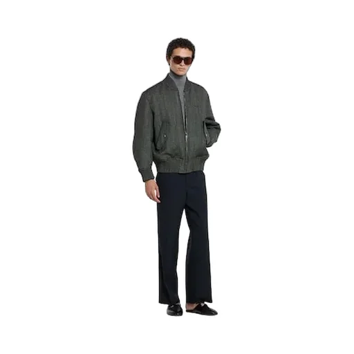 Herringbone Wool Mouliné Bomber Jacket