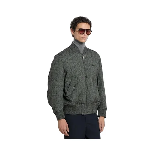 Herringbone Wool Mouliné Bomber Jacket