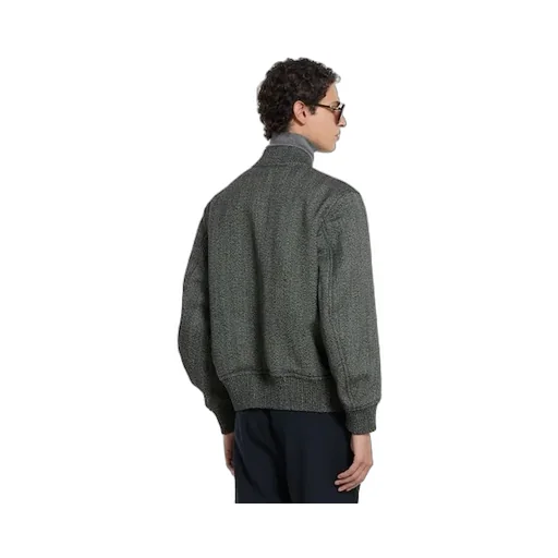 Herringbone Wool Mouliné Bomber Jacket