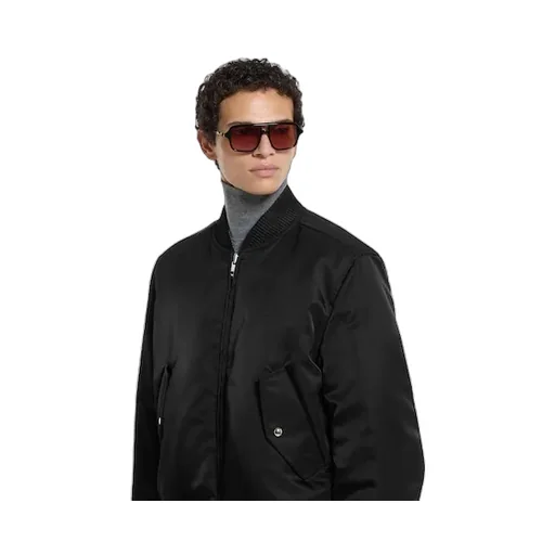 Herringbone Wool Mouliné Bomber Jacket