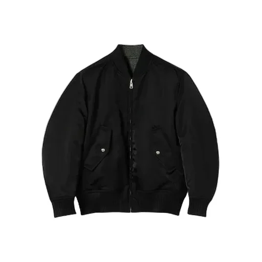 Herringbone Wool Mouliné Bomber Jacket