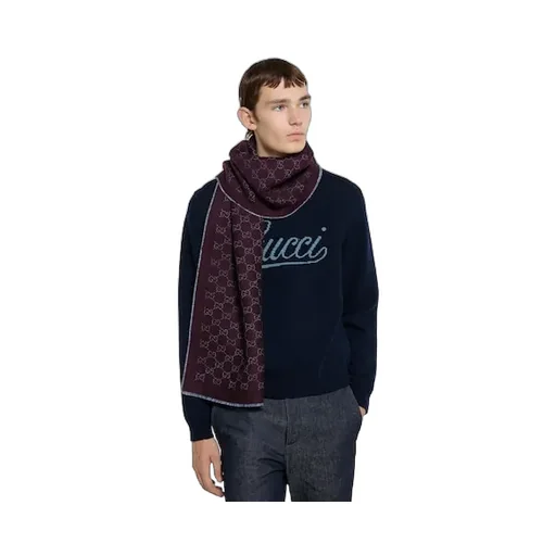 Gg Wool Jacquard Scarf