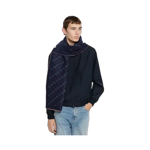 Gg Wool Jacquard Scarf