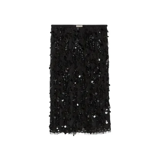 Sequin Embroidered Lace Skirt