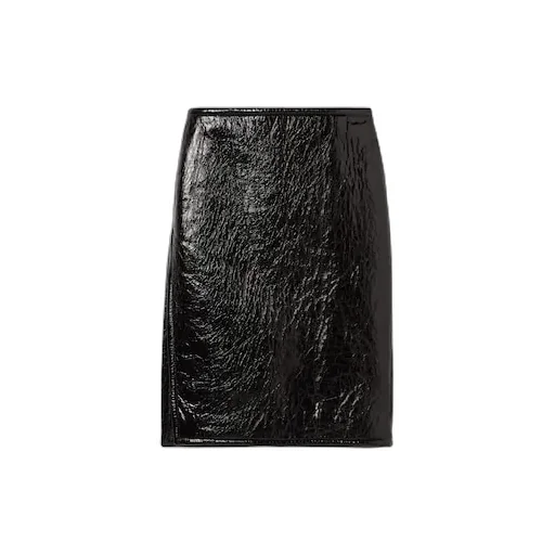 Shiny Leather And Neoprene Skirt