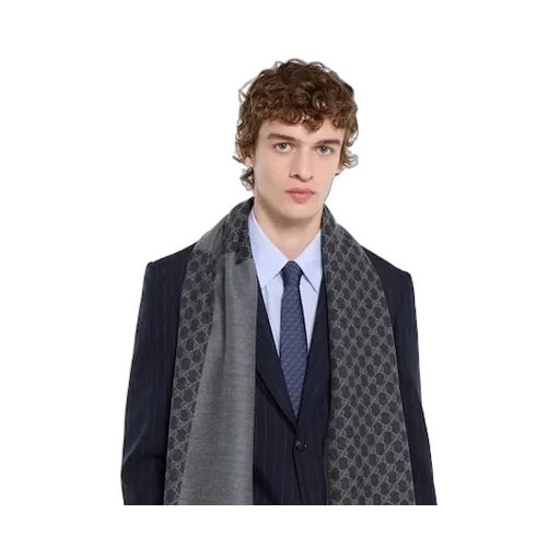 Gg Wool Jacquard Scarf