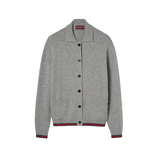 Wool And Cashmere Cardigan With Web