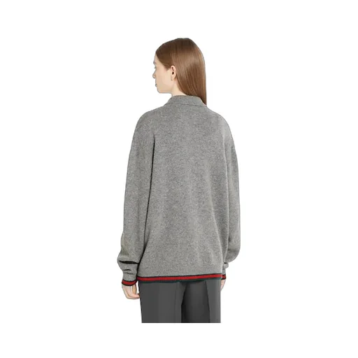 Wool And Cashmere Cardigan With Web