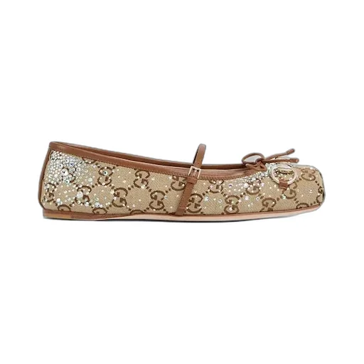 Gg Crystal Gucci Horsebit Ballet Flat