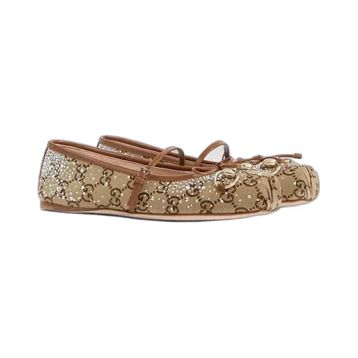 Gg Crystal Gucci Horsebit Ballet Flat