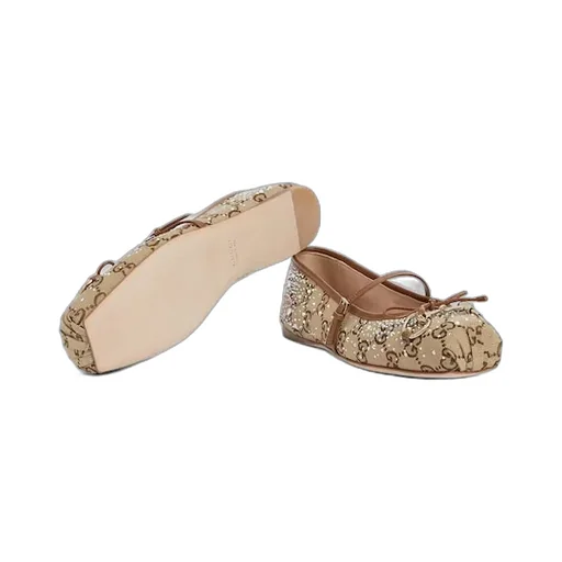 Gg Crystal Gucci Horsebit Ballet Flat