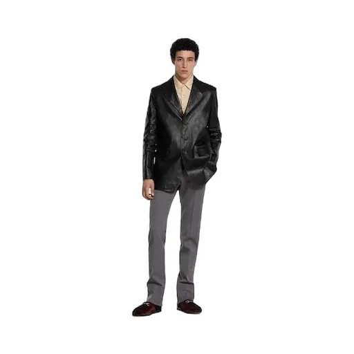Soft Aged-Effect Leather Jacket