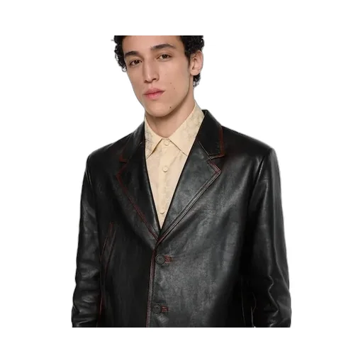 Soft Aged-Effect Leather Jacket