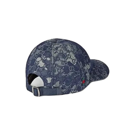 Gg Denim Baseball Hat With Web