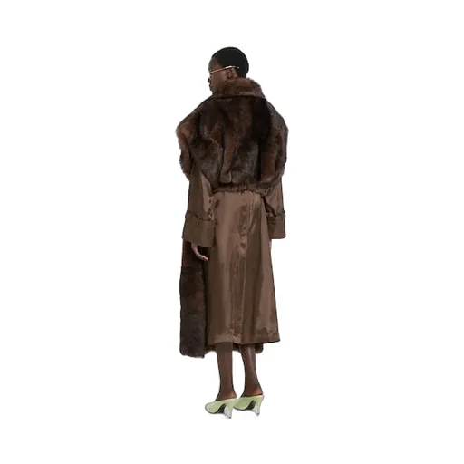 Soft Hairy Shearling Coat With Belt