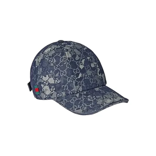 Gg Denim Baseball Hat With Web