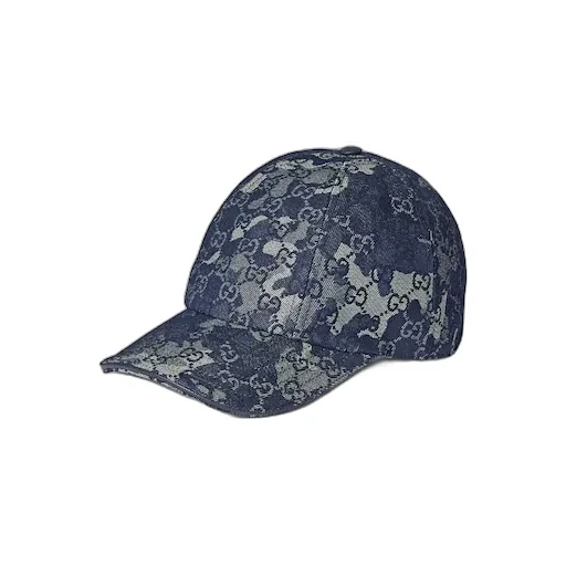 Gg Denim Baseball Hat With Web