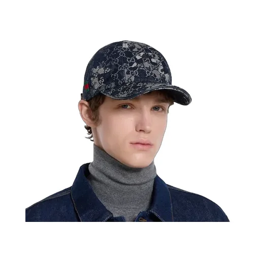 Gg Denim Baseball Hat With Web