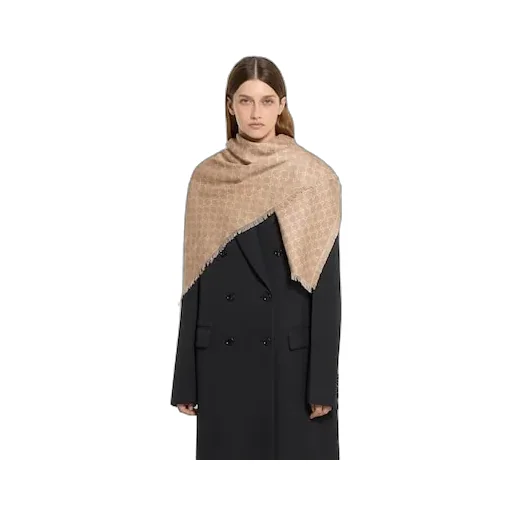 Printed Gg Cotton Wool Lamé Shawl