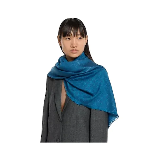 Printed Gg Cotton Wool Lamé Shawl