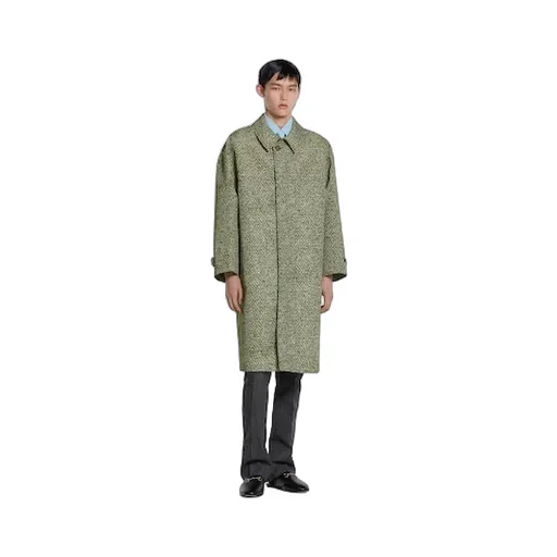 Bonded Poplin Coat With Bouclé Print
