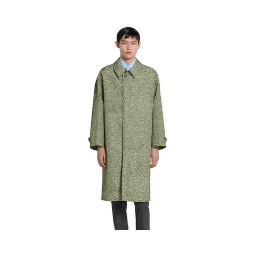 Bonded Poplin Coat With Bouclé Print