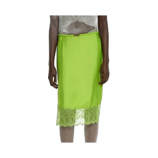 Viscose Twill Skirt With Floral Lace