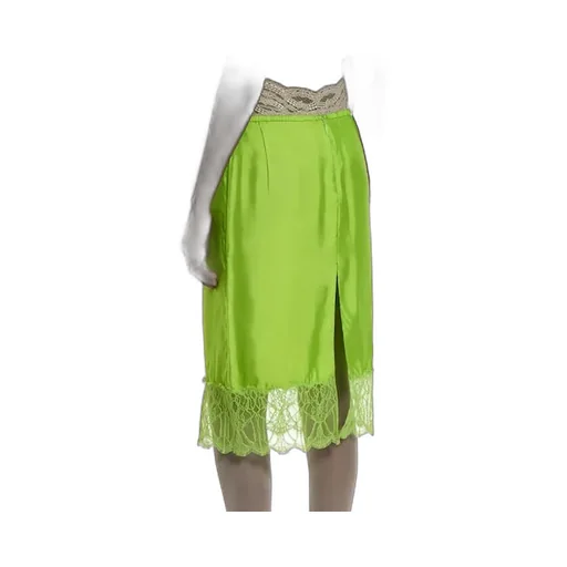 Viscose Twill Skirt With Floral Lace