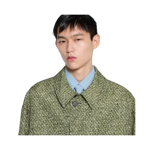 Bonded Poplin Coat With Bouclé Print