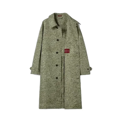 Bonded Poplin Coat With Bouclé Print