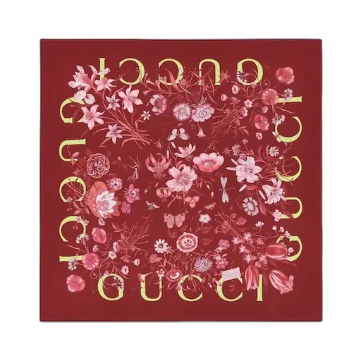 Printed Flora Silk Twill Carré