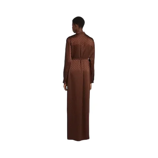 Gg Satin Dress With Double G Belt