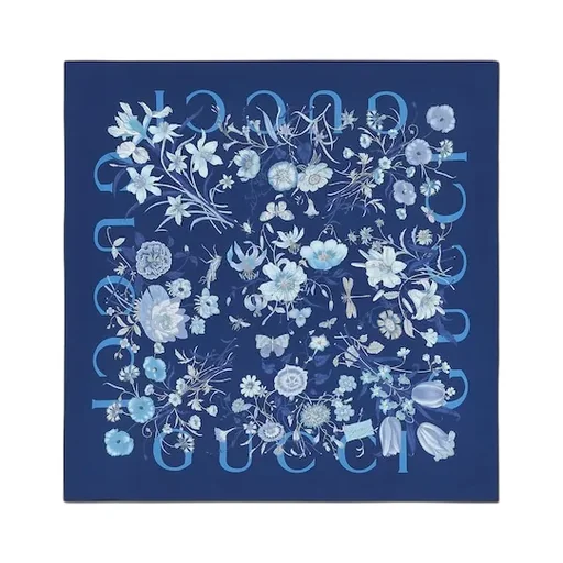 Printed Flora Silk Twill Carré