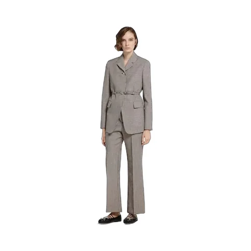 Gingham Wool Pants With Embroidery